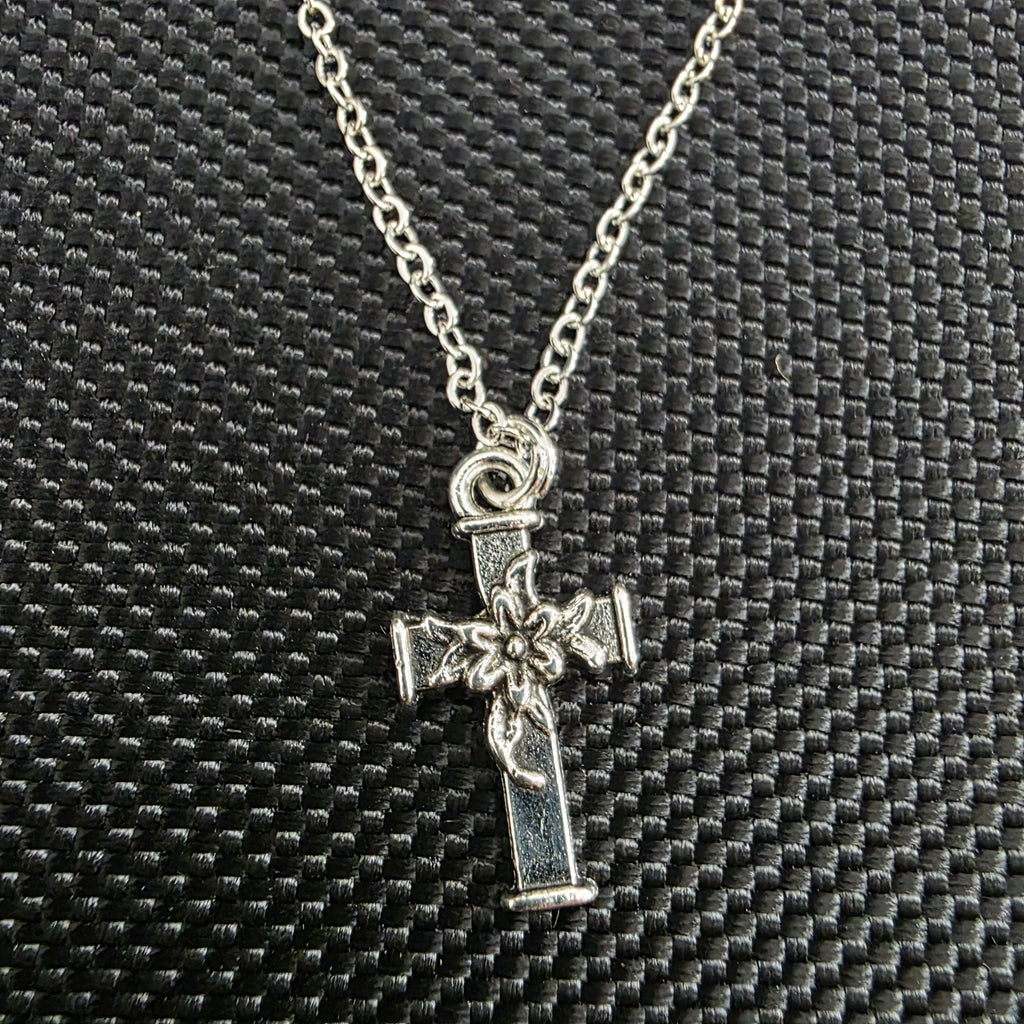 Cross with flower necklace